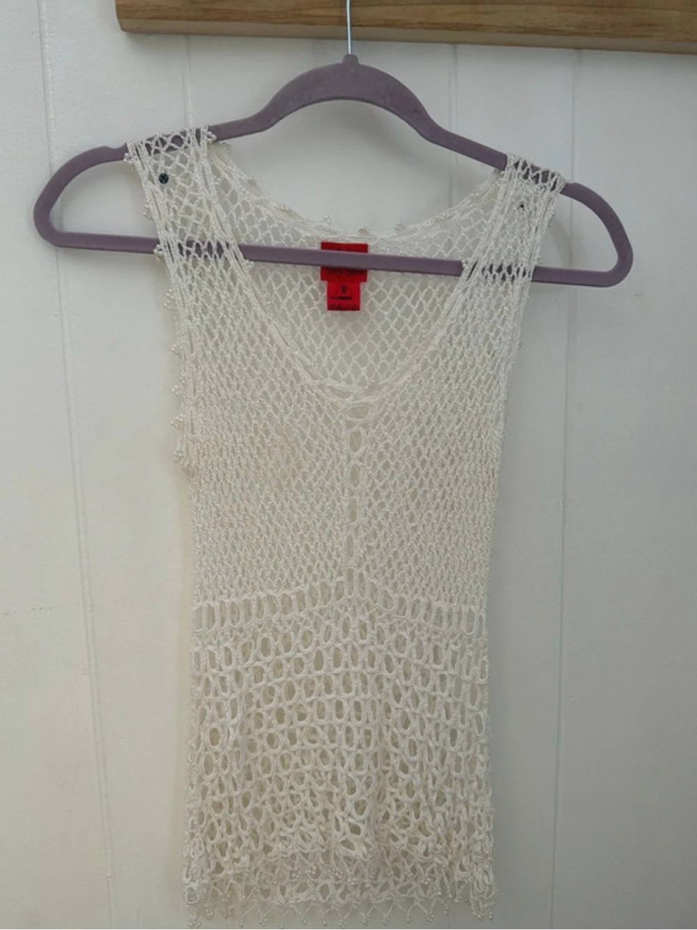 Vintage Very Vera Open Knit Cream Tank Top
